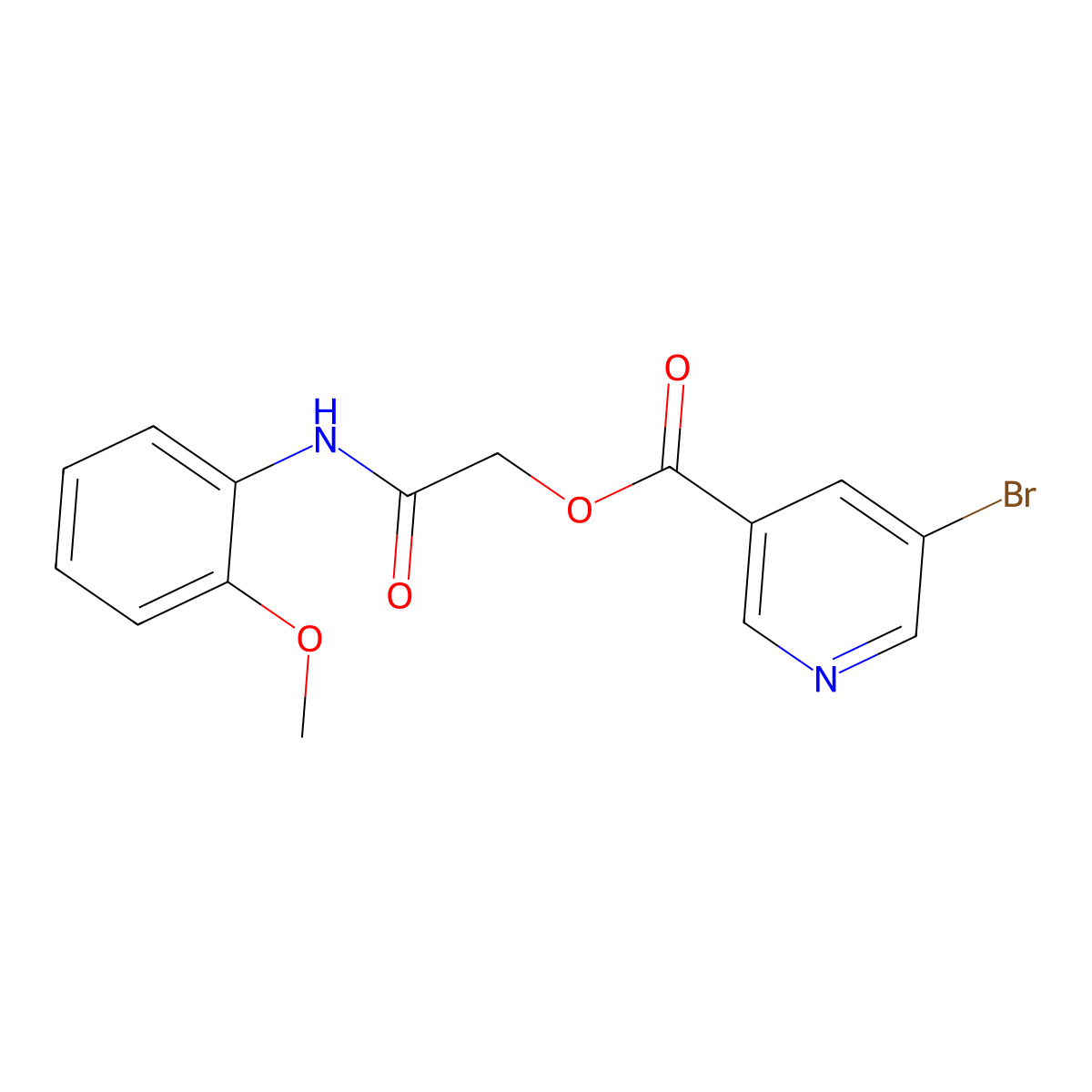 2-((2-Methoxyphenyl)amino)-2-oxoethyl 5-bromonicotinate molecular structure, CAS 721887-61-2