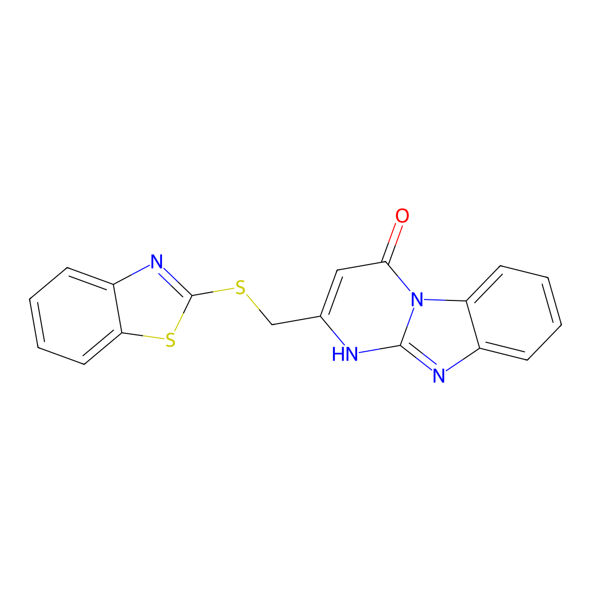 2-[(1,3-benzothiazol-2-ylsulfanyl)methyl]pyrimido[1,2-a]benzimidazol-4(1H)-one molecular structure, CAS 721891-12-9