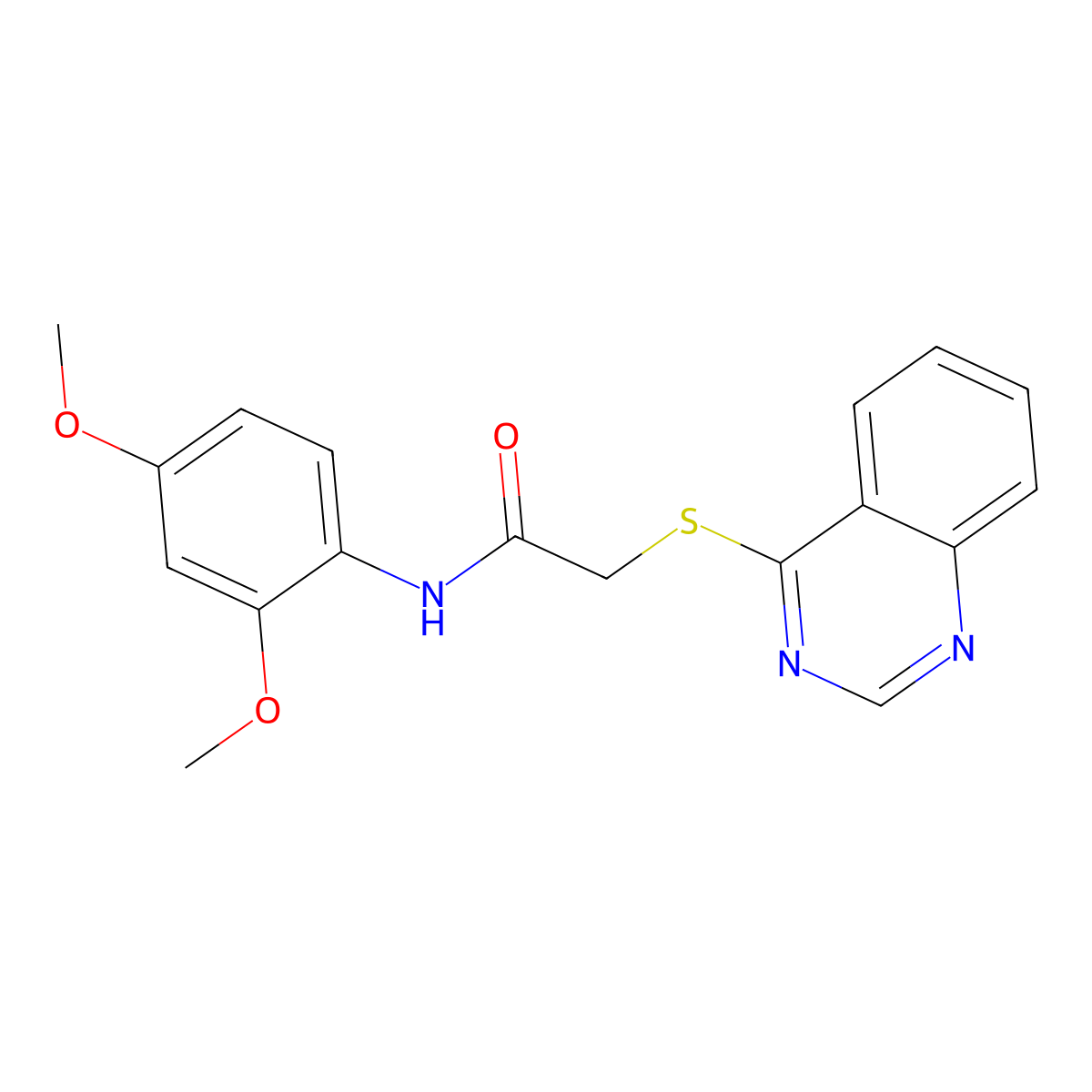 N-(2,4-dimethoxyphenyl)-2-(quinazolin-4-ylsulfanyl)acetamide molecular structure, CAS 721892-12-2