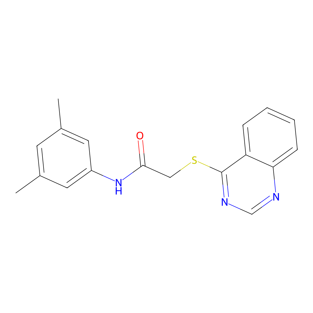 N-(3,5-dimethylphenyl)-2-(quinazolin-4-ylthio)acetamide molecular structure, CAS 721892-35-9