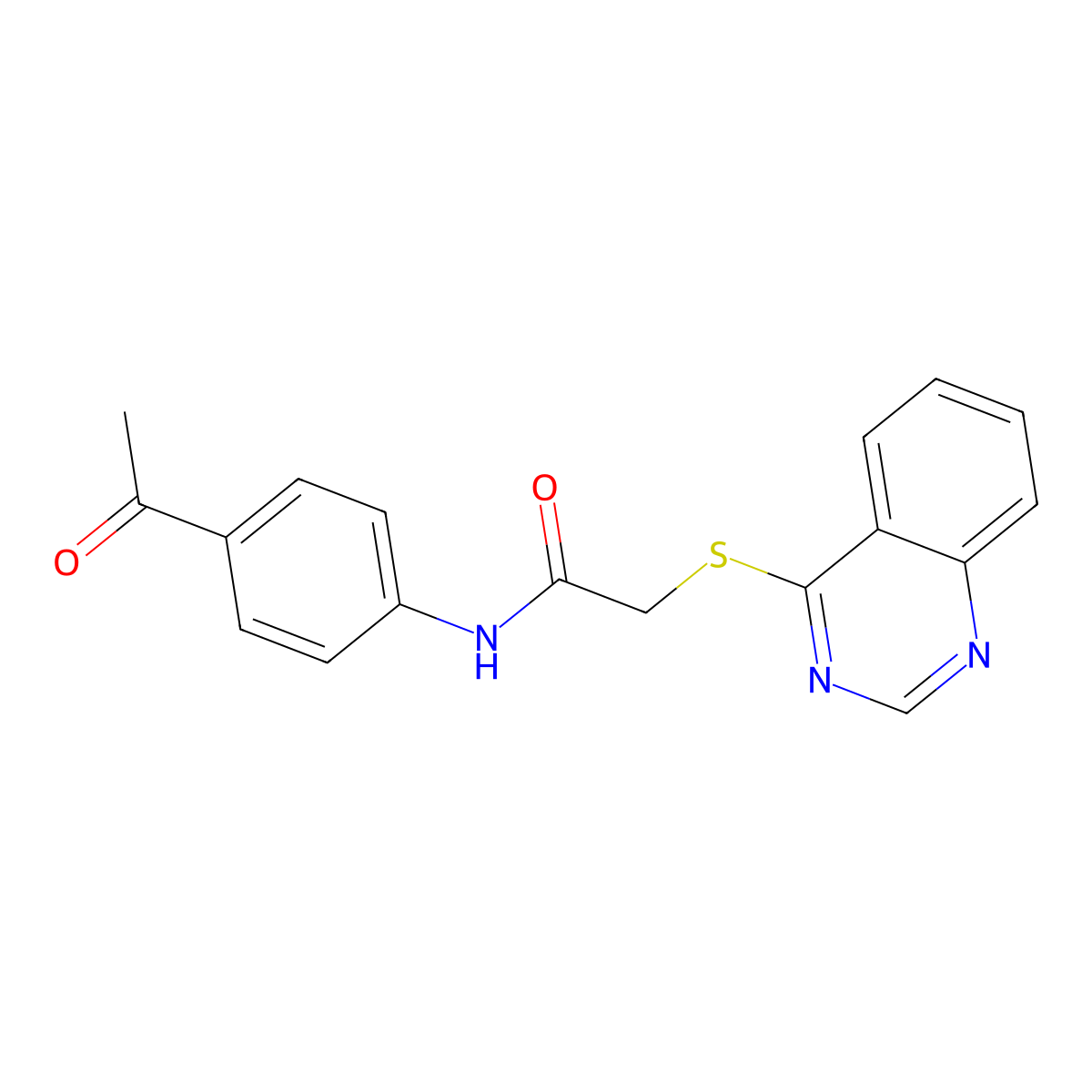 N-(4-acetylphenyl)-2-(quinazolin-4-ylsulfanyl)acetamide molecular structure, CAS 721892-50-8