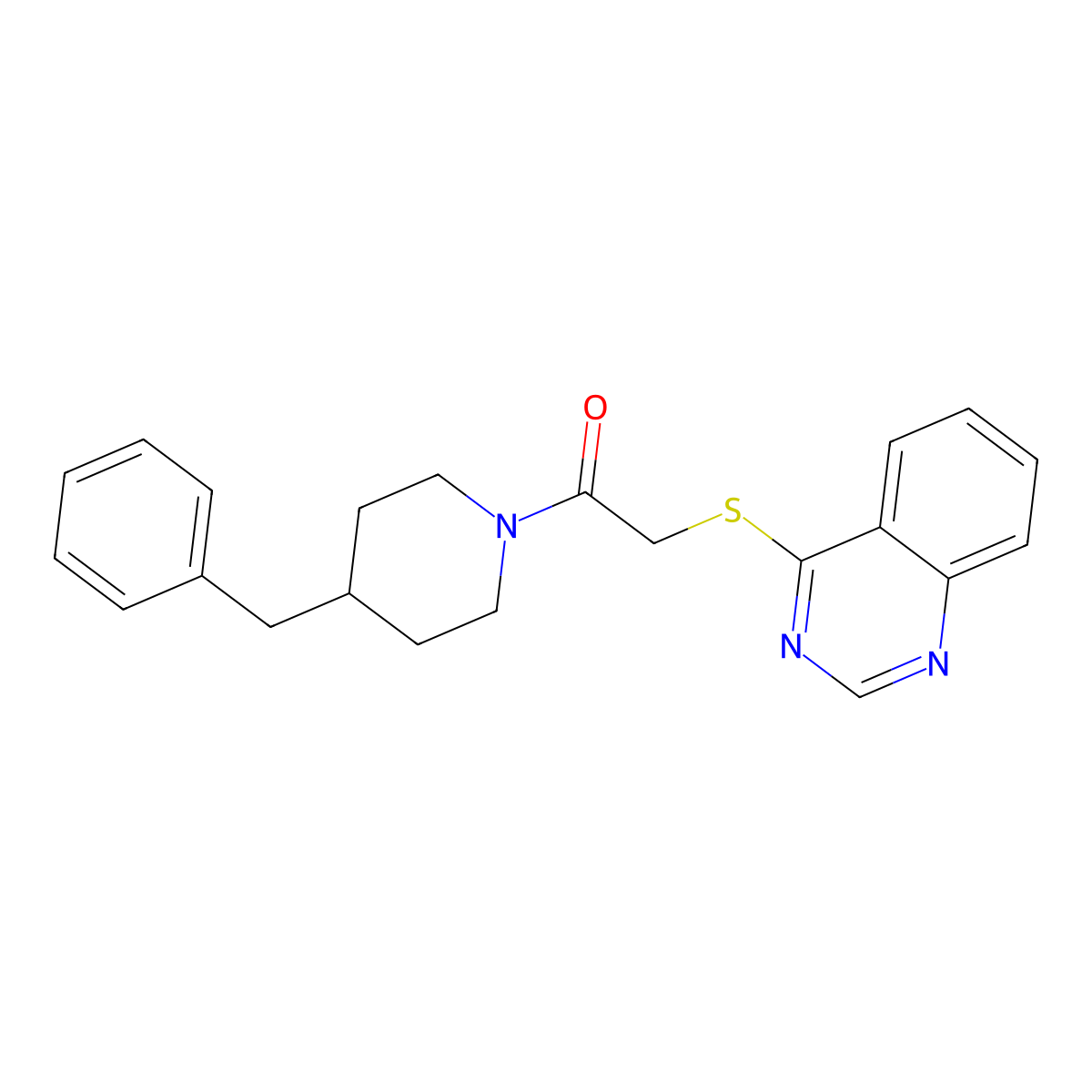 1-(4-Benzylpiperidin-1-yl)-2-(quinazolin-4-ylsulfanyl)ethan-1-one molecular structure, CAS 721892-66-6