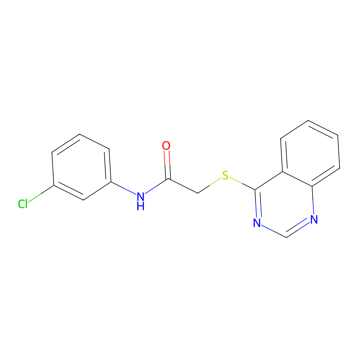 N-(3-chlorophenyl)-2-(quinazolin-4-ylthio)acetamide molecular structure, CAS 721892-73-5