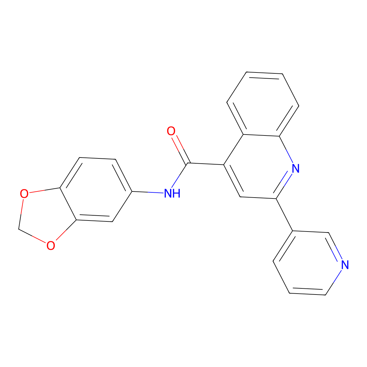 N-(1,3-benzodioxol-5-yl)-2-(pyridin-3-yl)quinoline-4-carboxamide molecular structure, CAS 721892-85-9