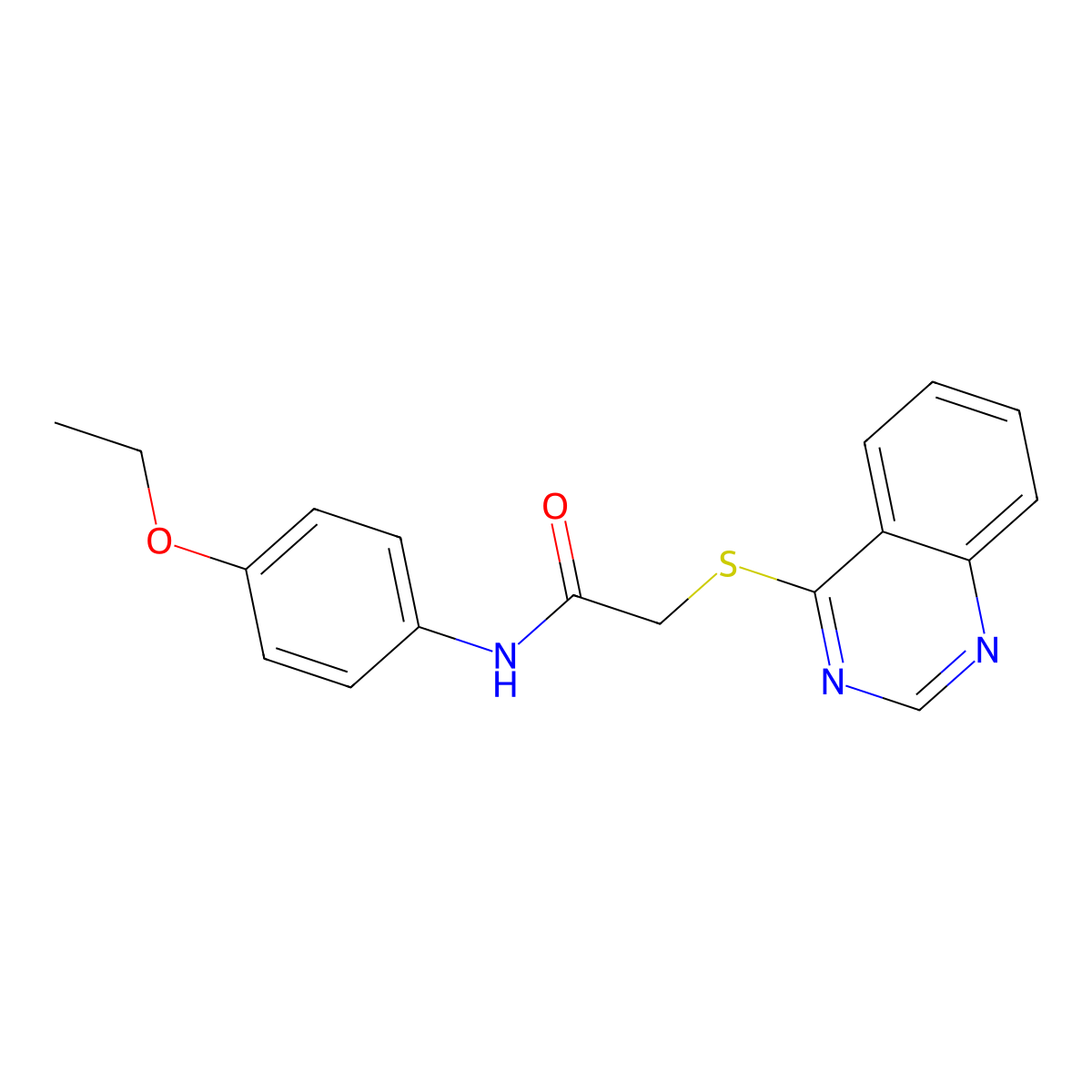 N-(4-ethoxyphenyl)-2-(quinazolin-4-ylsulfanyl)acetamide molecular structure, CAS 721892-89-3