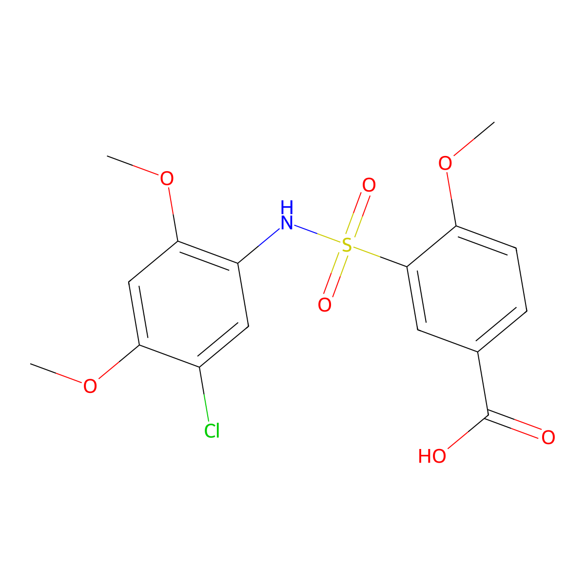 3-[(5-Chloro-2,4-dimethoxyphenyl)sulfamoyl]-4-methoxybenzoic acid molecular structure, CAS 721893-22-7