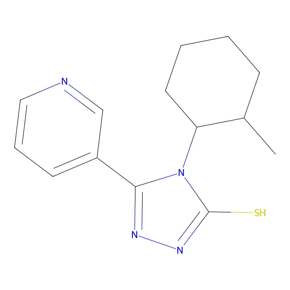 4-(2-methylcyclohexyl)-5-(pyridin-3-yl)-4H-1,2,4-triazole-3-thiol molecular structure, CAS 721893-55-6