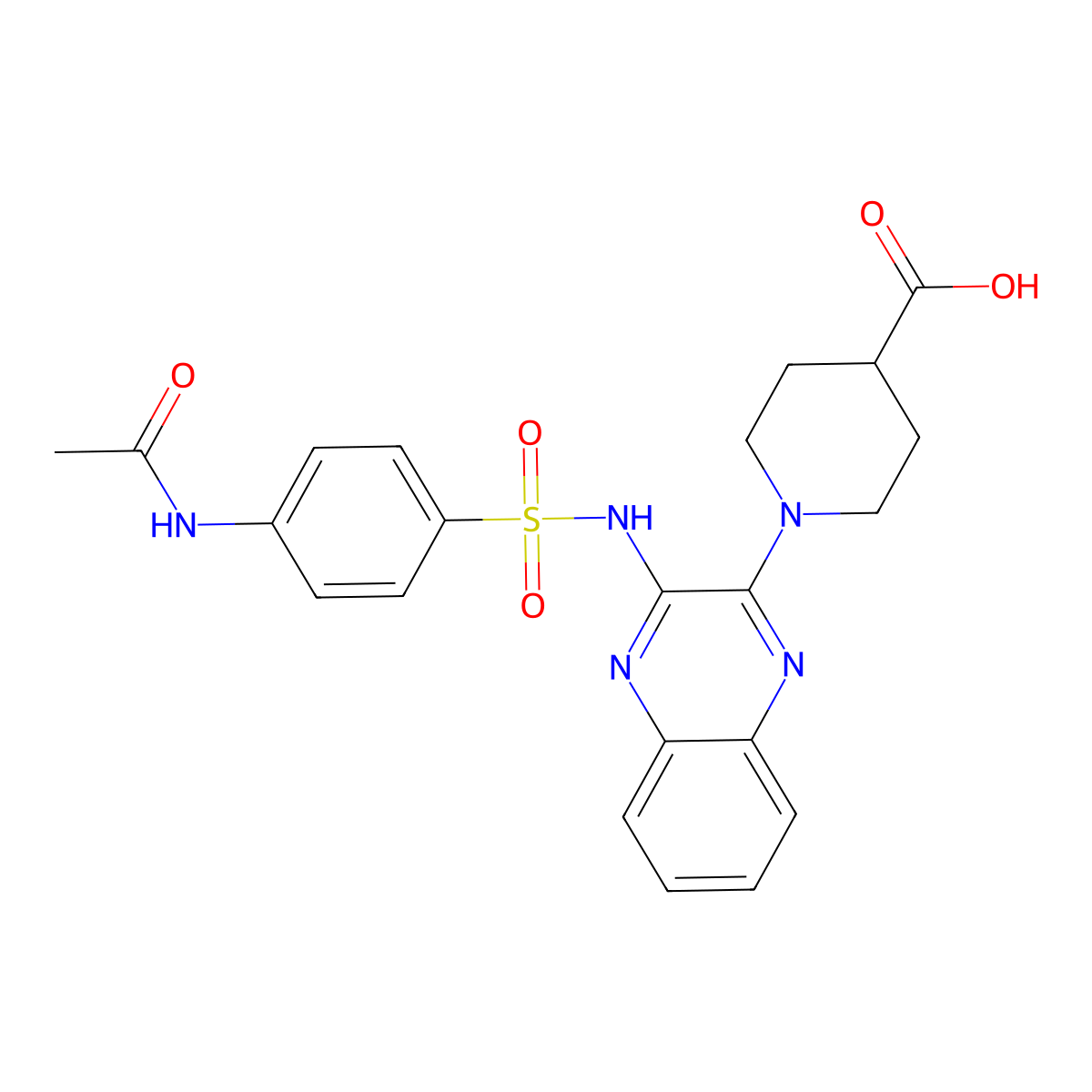 1-[3-(4-Acetamidobenzenesulfonamido)quinoxalin-2-yl]piperidine-4-carboxylic acid molecular structure, CAS 721893-56-7