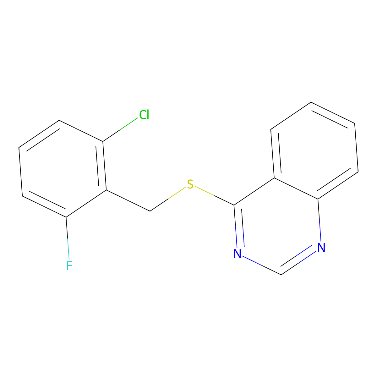 4-((2-Chloro-6-fluorobenzyl)thio)quinazoline molecular structure, CAS 721893-85-2