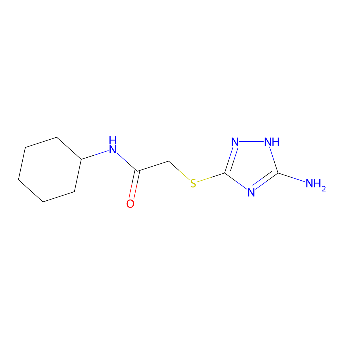 2-[(3-amino-1H-1,2,4-triazol-5-yl)sulfanyl]-N-cyclohexylacetamide molecular structure, CAS 721894-68-4
