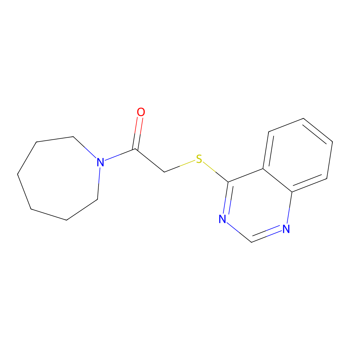 1-(Azepan-1-yl)-2-(quinazolin-4-ylthio)ethanone molecular structure, CAS 721895-25-6