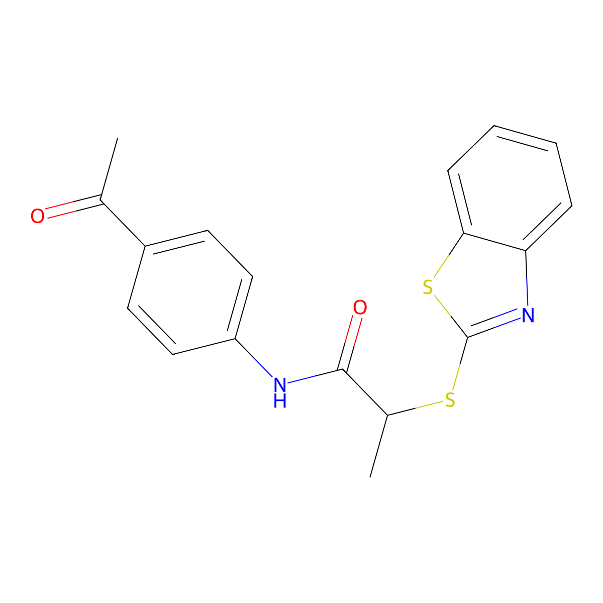 N-(4-acetylphenyl)-2-(1,3-benzothiazol-2-ylsulfanyl)propanamide molecular structure, CAS 721896-56-6