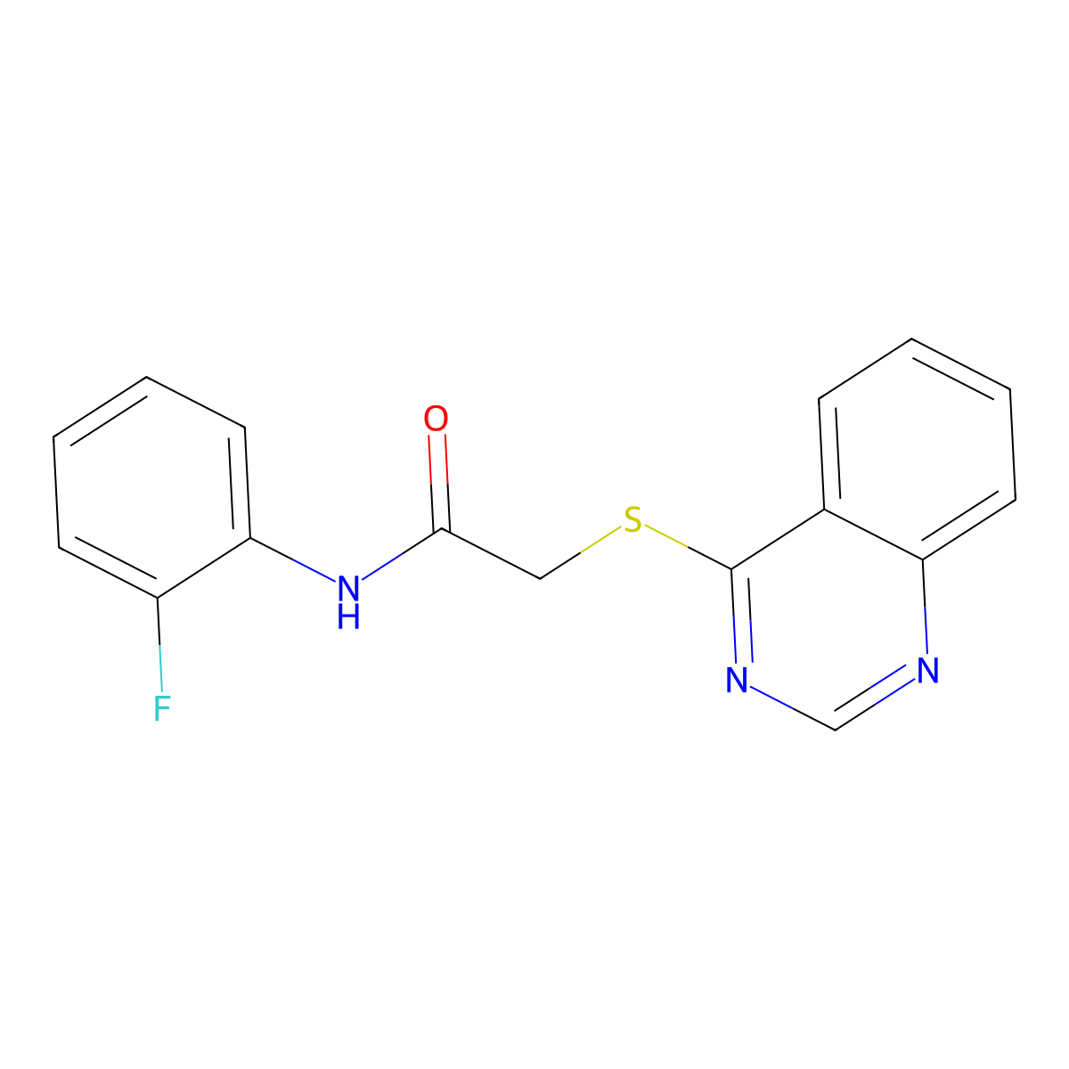 N-(2-fluorophenyl)-2-(quinazolin-4-ylthio)acetamide molecular structure, CAS 721897-63-8