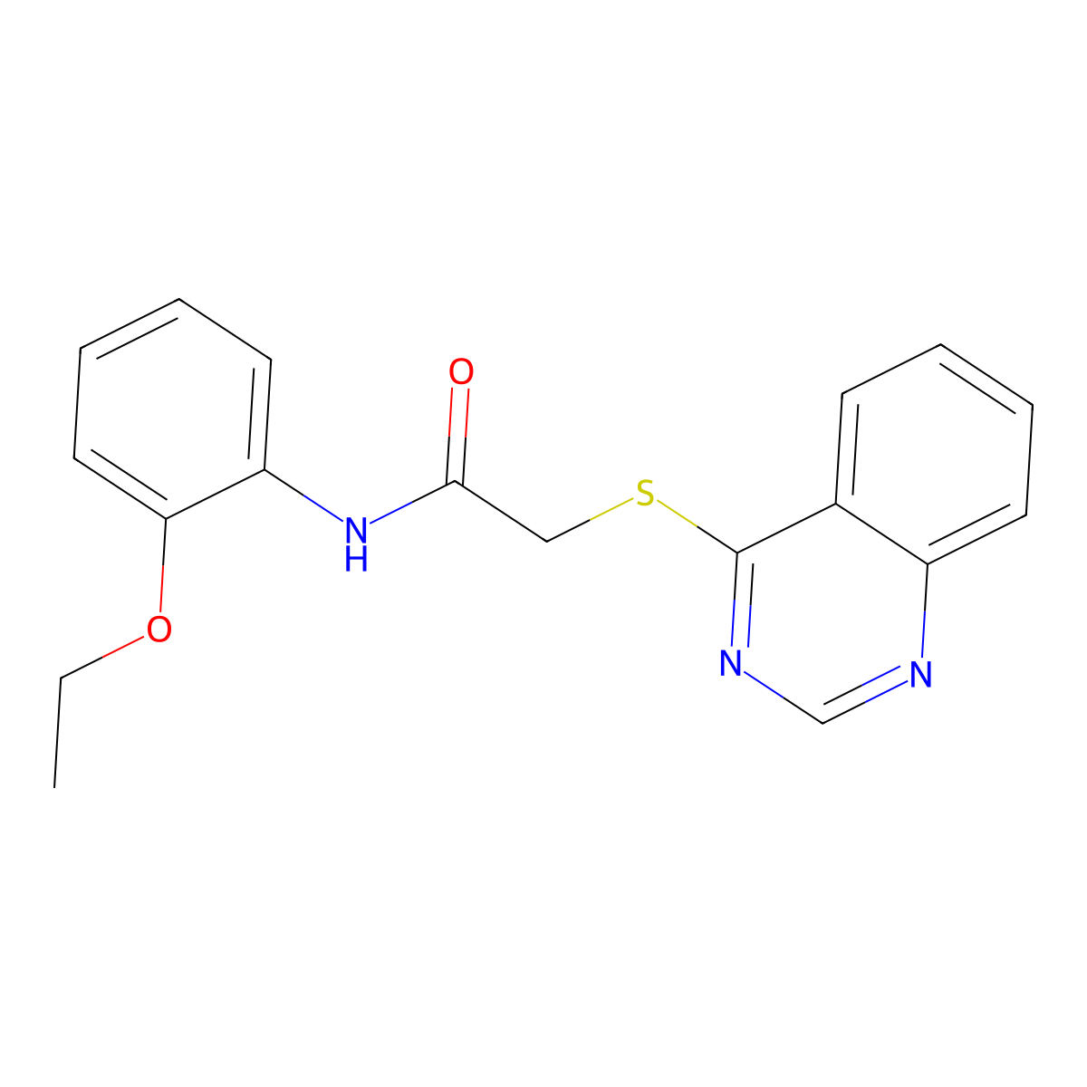 N-(2-ethoxyphenyl)-2-(quinazolin-4-ylsulfanyl)acetamide molecular structure, CAS 721899-34-9