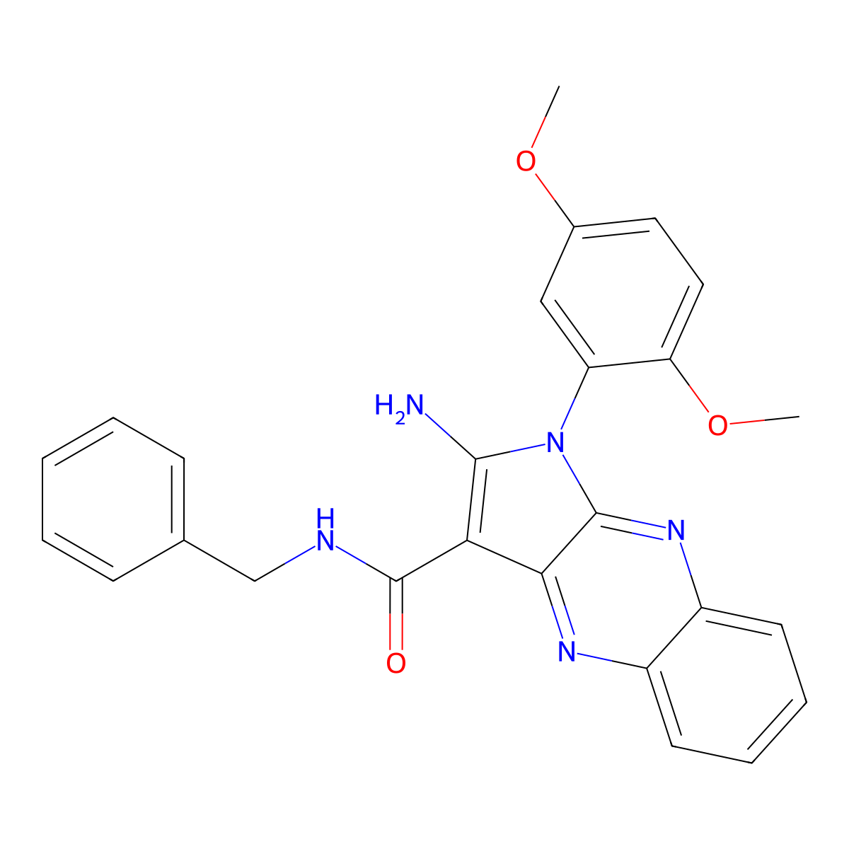 2-amino-N-benzyl-1-(2,5-dimethoxyphenyl)-1H-pyrrolo[2,3-b]quinoxaline-3-carboxamide molecular structure, CAS 721899-56-5