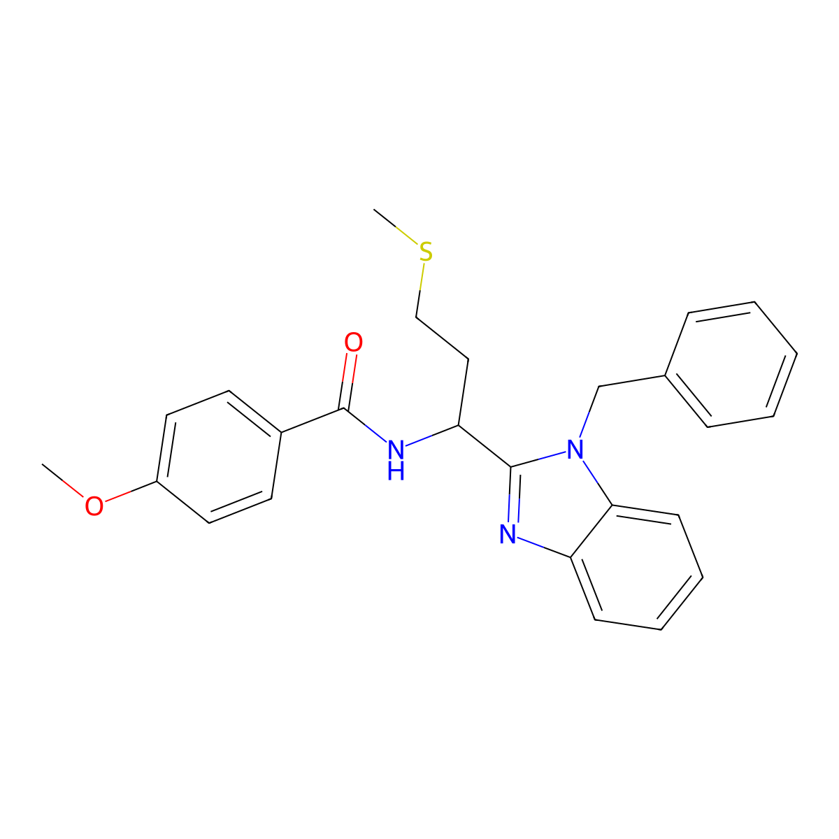 N-[1-(1-benzyl-1H-benzimidazol-2-yl)-3-(methylsulfanyl)propyl]-4-methoxybenzamide molecular structure, CAS 721900-95-4