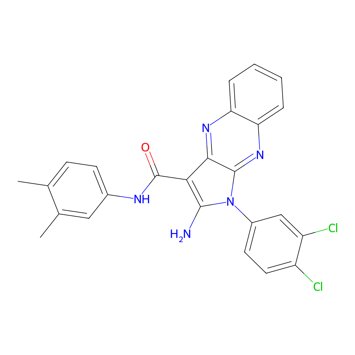 2-amino-1-(3,4-dichlorophenyl)-N-(3,4-dimethylphenyl)-1H-pyrrolo[2,3-b]quinoxaline-3-carboxamide molecular structure, CAS 721901-17-3