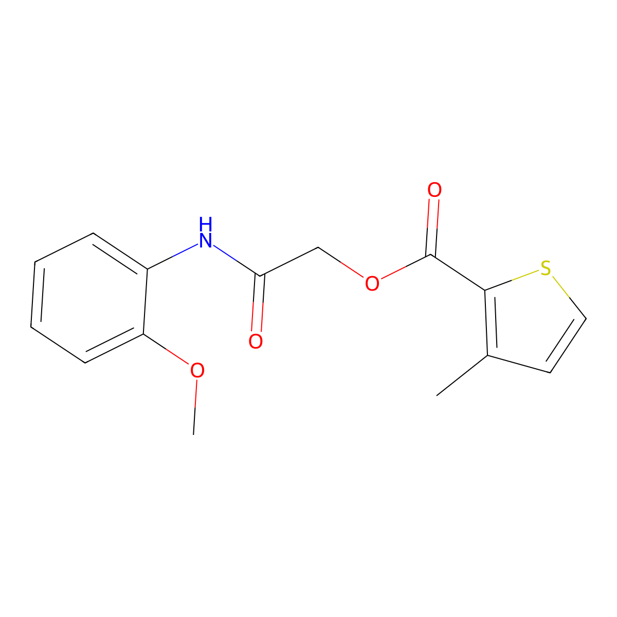 2-((2-Methoxyphenyl)amino)-2-oxoethyl 3-methylthiophene-2-carboxylate molecular structure, CAS 721901-70-8