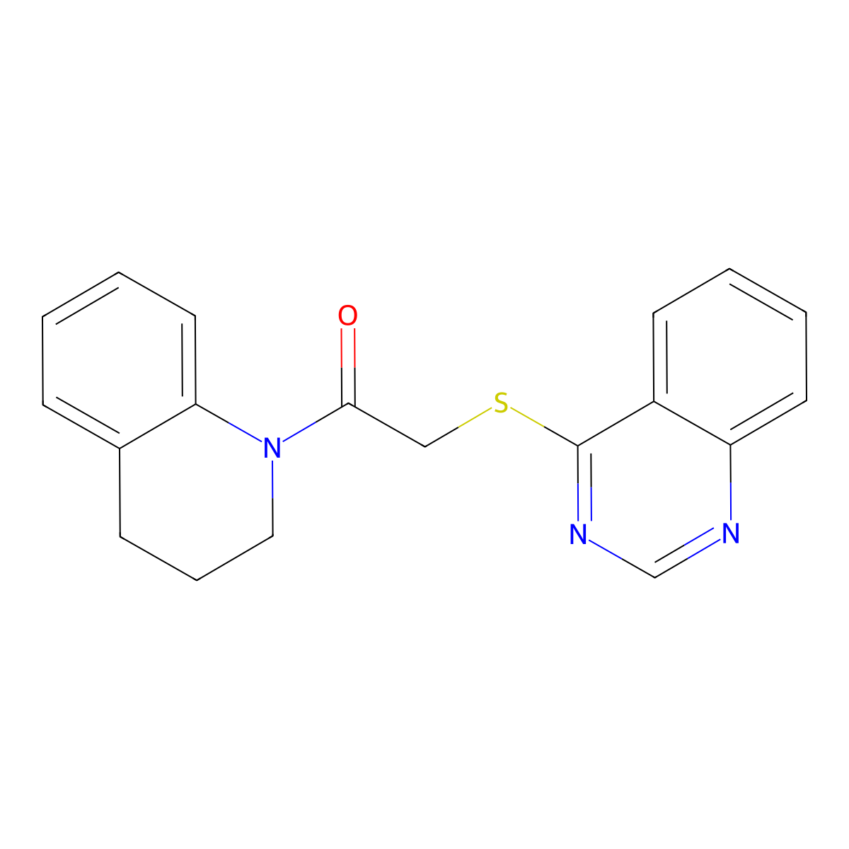 1-(3,4-dihydro-2H-quinolin-1-yl)-2-quinazolin-4-ylsulfanylethanone molecular structure, CAS 721901-86-6