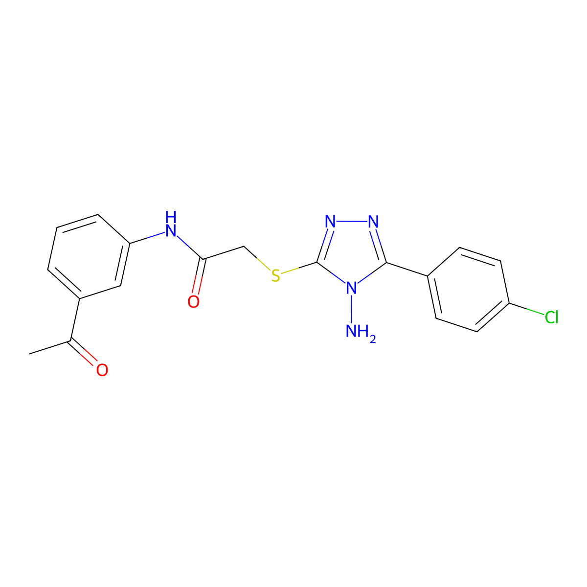 N-(3-acetylphenyl)-2-{[4-amino-5-(4-chlorophenyl)-4H-1,2,4-triazol-3-yl]sulfanyl}acetamide molecular structure, CAS 721902-10-9