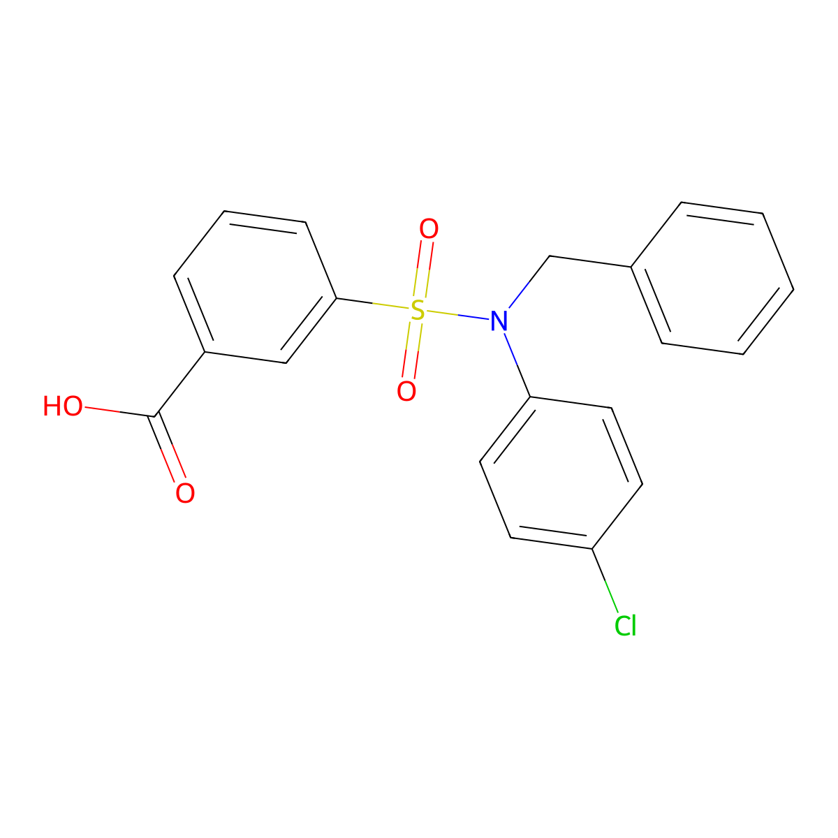 3-[Benzyl(4-chlorophenyl)sulfamoyl]benzoic acid molecular structure, CAS 721903-22-6