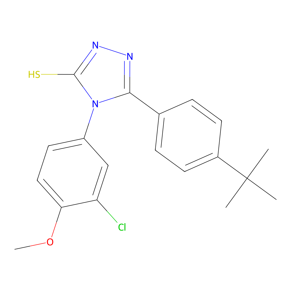 5-(4-tert-butylphenyl)-4-(3-chloro-4-methoxyphenyl)-4H-1,2,4-triazole-3-thiol molecular structure, CAS 721903-46-4