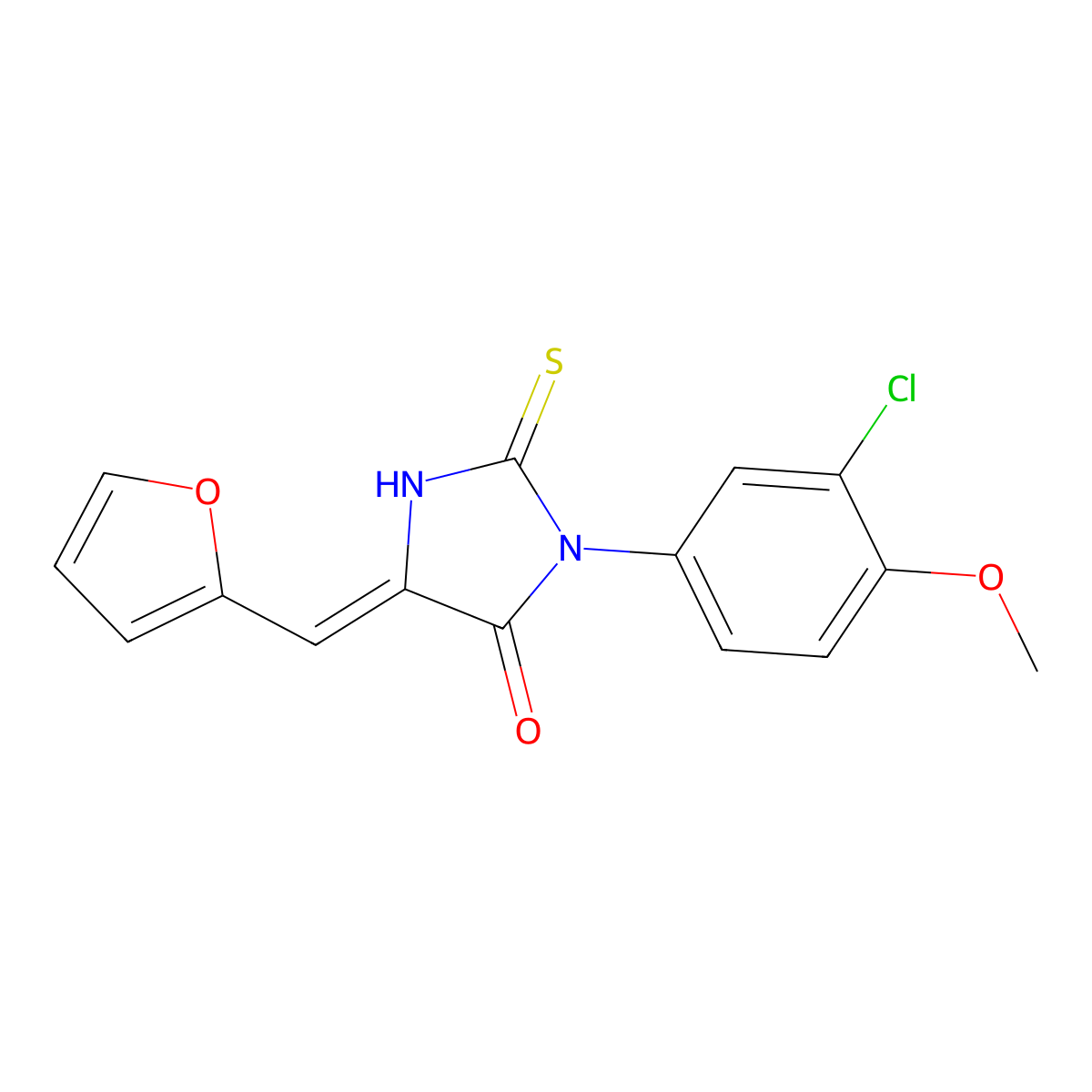 3-(3-Chloro-4-methoxyphenyl)-5-(furan-2-ylmethylidene)-2-sulfanylideneimidazolidin-4-one molecular structure, CAS 721903-54-4