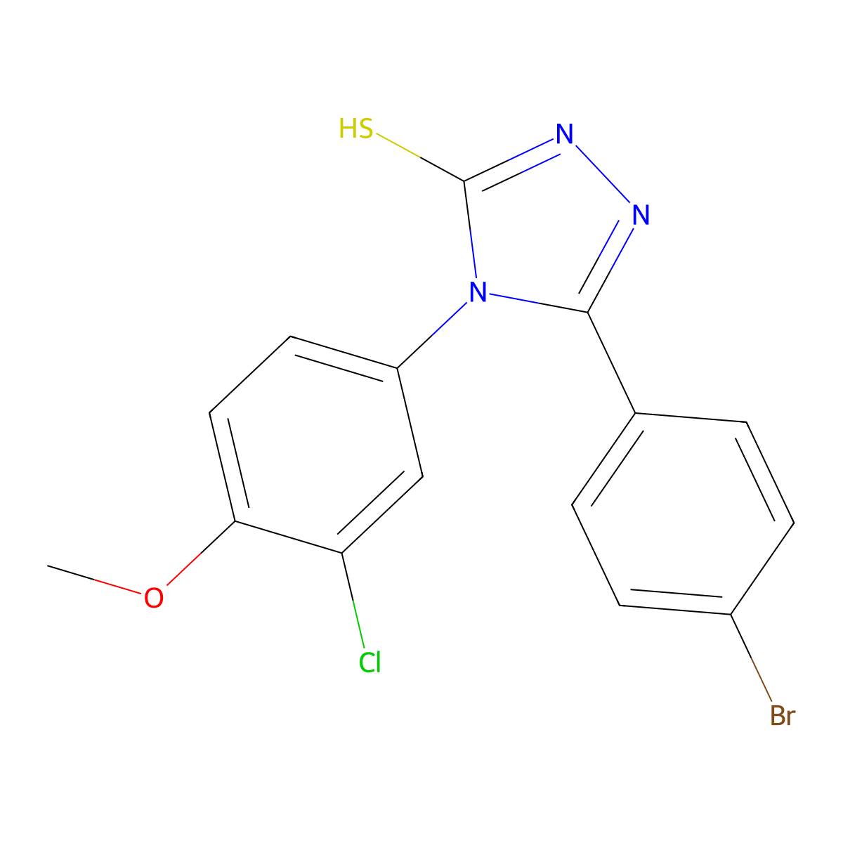 5-(4-bromophenyl)-4-(3-chloro-4-methoxyphenyl)-4H-1,2,4-triazole-3-thiol molecular structure, CAS 721903-60-2
