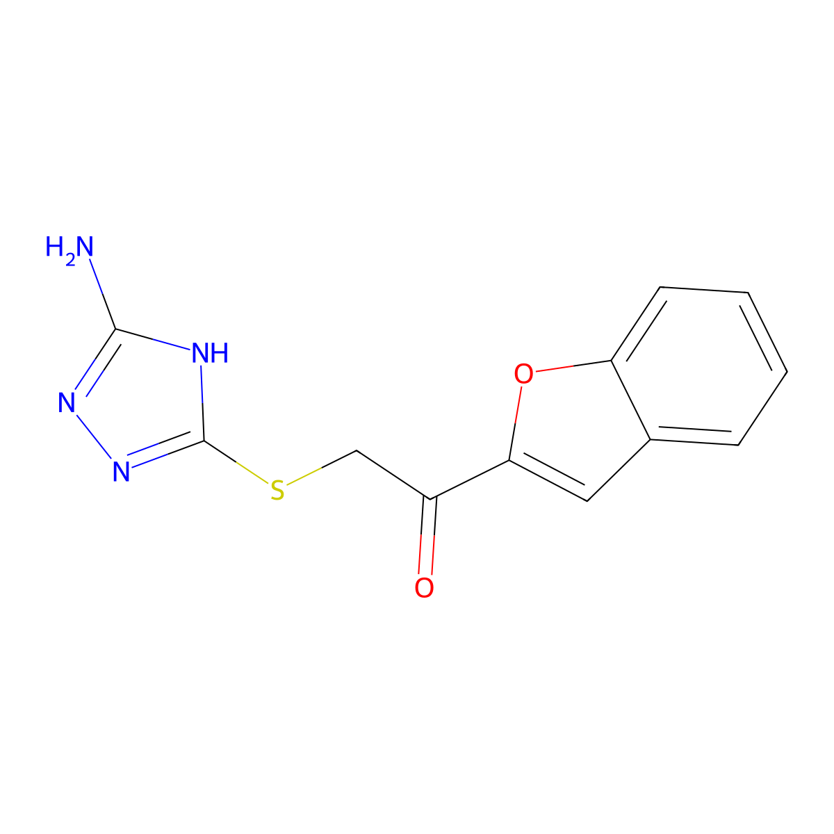 2-[(5-amino-1H-1,2,4-triazol-3-yl)sulfanyl]-1-(1-benzofuran-2-yl)ethanone molecular structure, CAS 721905-01-7