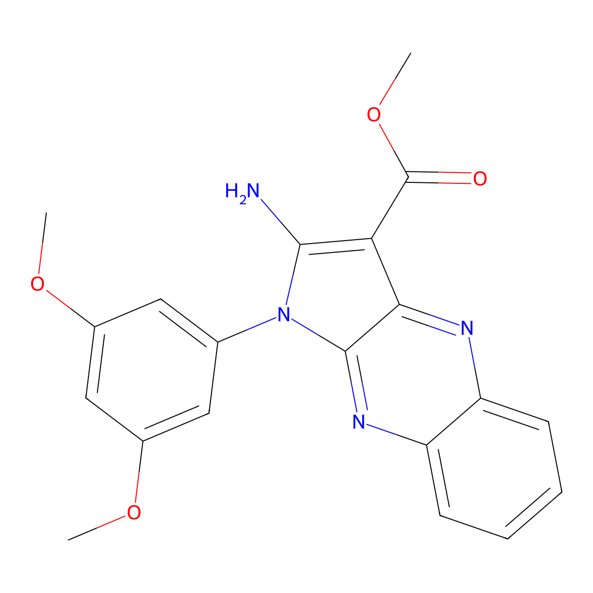 methyl 2-amino-1-(3,5-dimethoxyphenyl)-1H-pyrrolo[2,3-b]quinoxaline-3-carboxylate molecular structure, CAS 721905-26-6