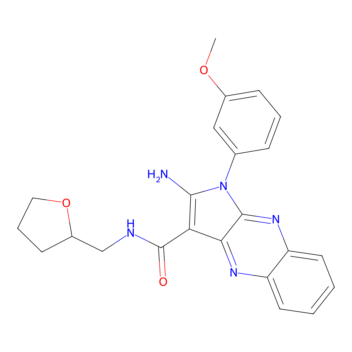 2-amino-1-(3-methoxyphenyl)-N-[(oxolan-2-yl)methyl]-1H-pyrrolo[2,3-b]quinoxaline-3-carboxamide molecular structure, CAS 721905-78-8