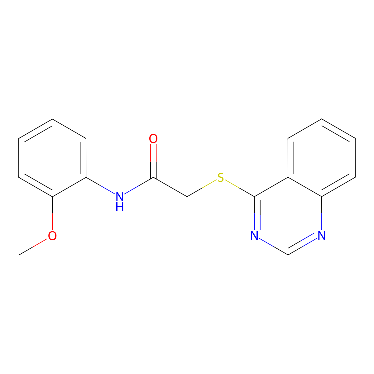 N-(2-methoxyphenyl)-2-(quinazolin-4-ylthio)acetamide molecular structure, CAS 721906-15-6