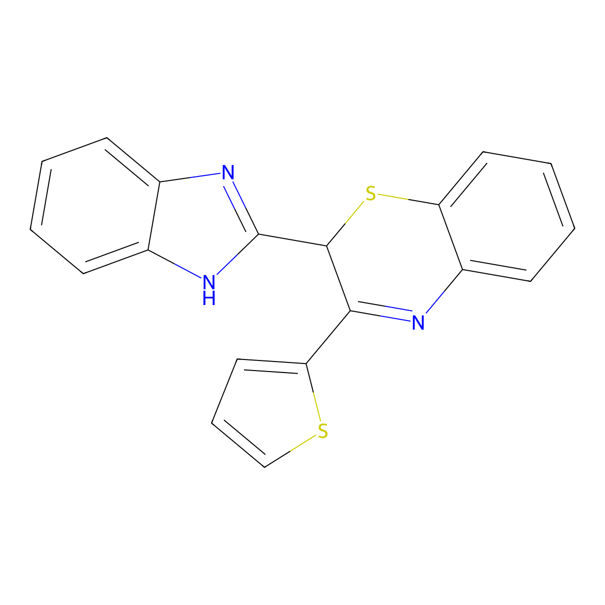 2-(1H-1,3-benzodiazol-2-yl)-3-(thiophen-2-yl)-2H-1,4-benzothiazine molecular structure, CAS 721907-09-1