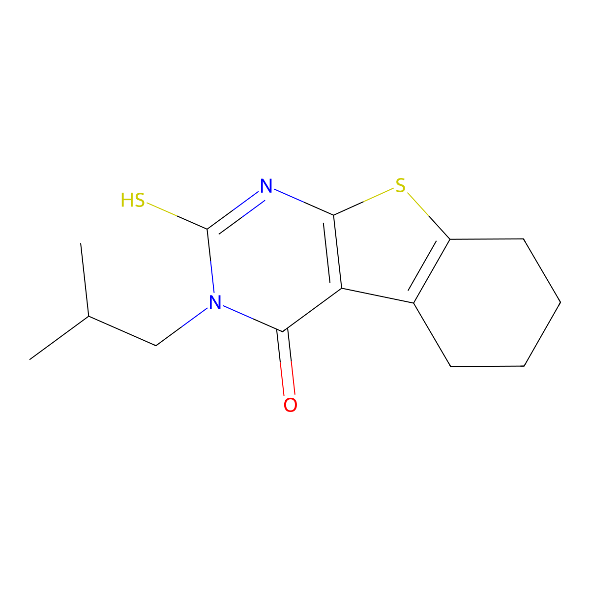 3-(2-methylpropyl)-2-sulfanylidene-5,6,7,8-tetrahydro-1H-[1]benzothiolo[2,3-d]pyrimidin-4-one molecular structure, CAS 721908-18-5