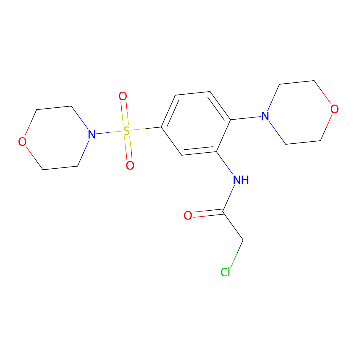 2-Chloro-N-[5-(morpholine-4-sulfonyl)-2-morpholin-4-yl-phenyl]-acetamide molecular structure, CAS 721908-40-3