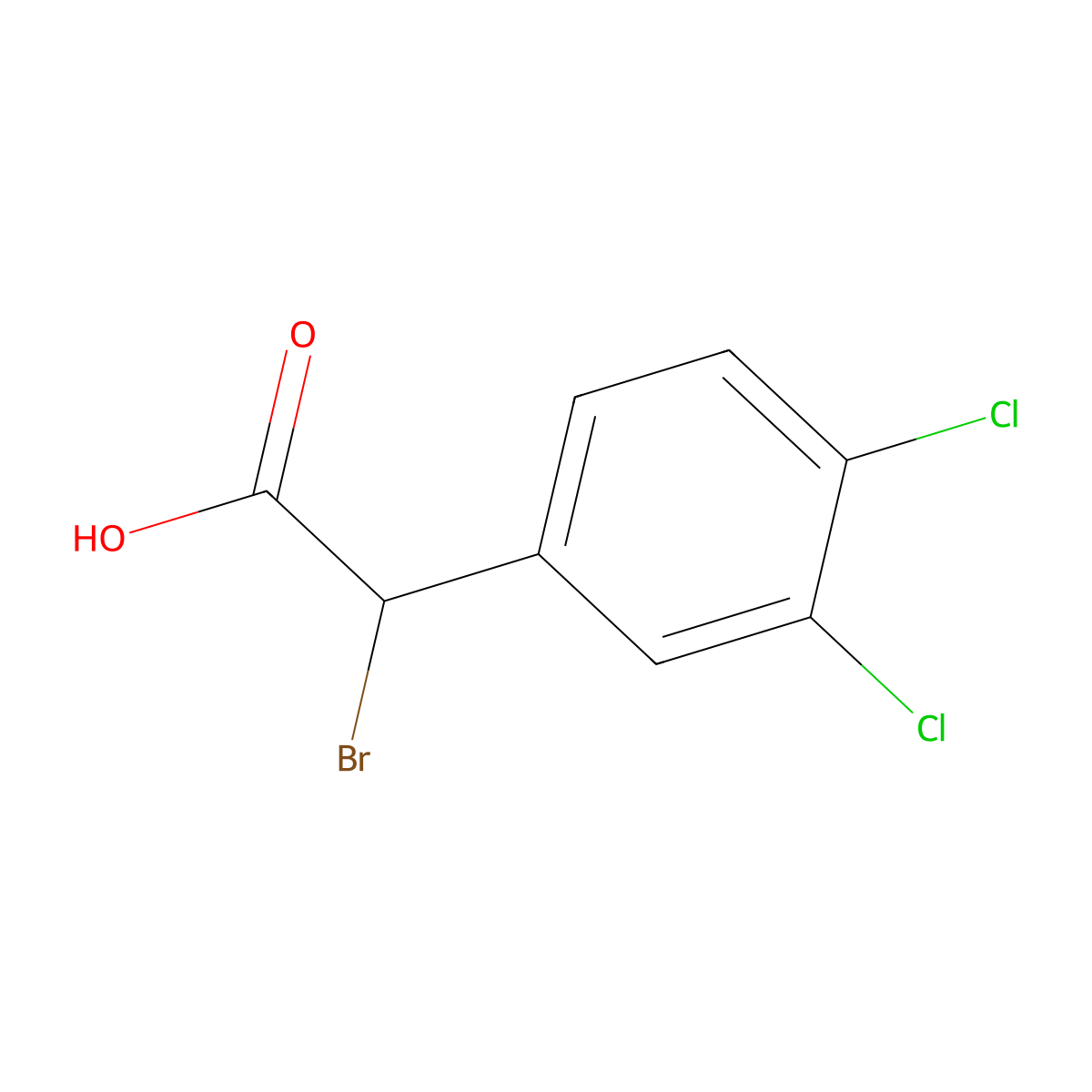 2-Bromo-2-(3,4-dichlorophenyl)acetic acid molecular structure, CAS 72191-59-4