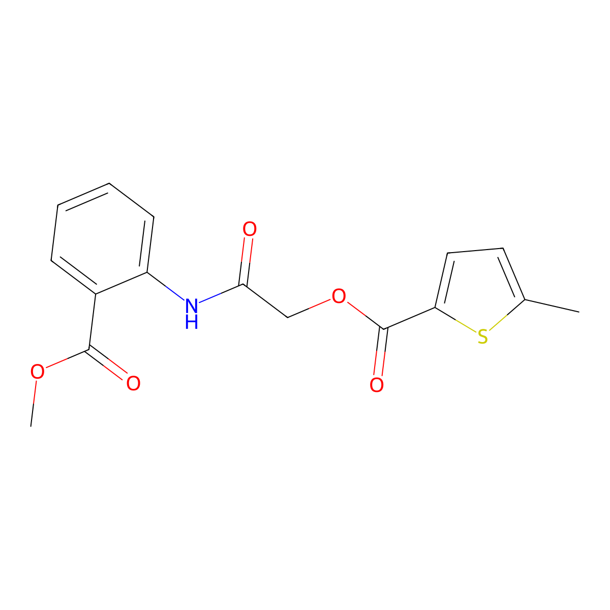 {[2-(Methoxycarbonyl)phenyl]carbamoyl}methyl 5-methylthiophene-2-carboxylate molecular structure, CAS 721913-39-9