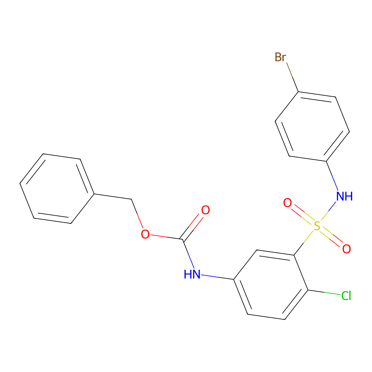benzyl N-{3-[(4-bromophenyl)sulfamoyl]-4-chlorophenyl}carbamate molecular structure, CAS 721914-45-0