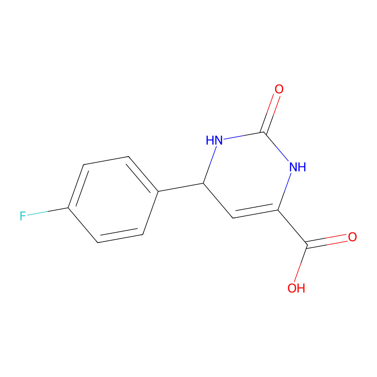 6-(4-Fluoro-phenyl)-2-oxo-1,2,3,6-tetrahydro-pyrimidine-4-carboxylic acid molecular structure, CAS 721915-55-5