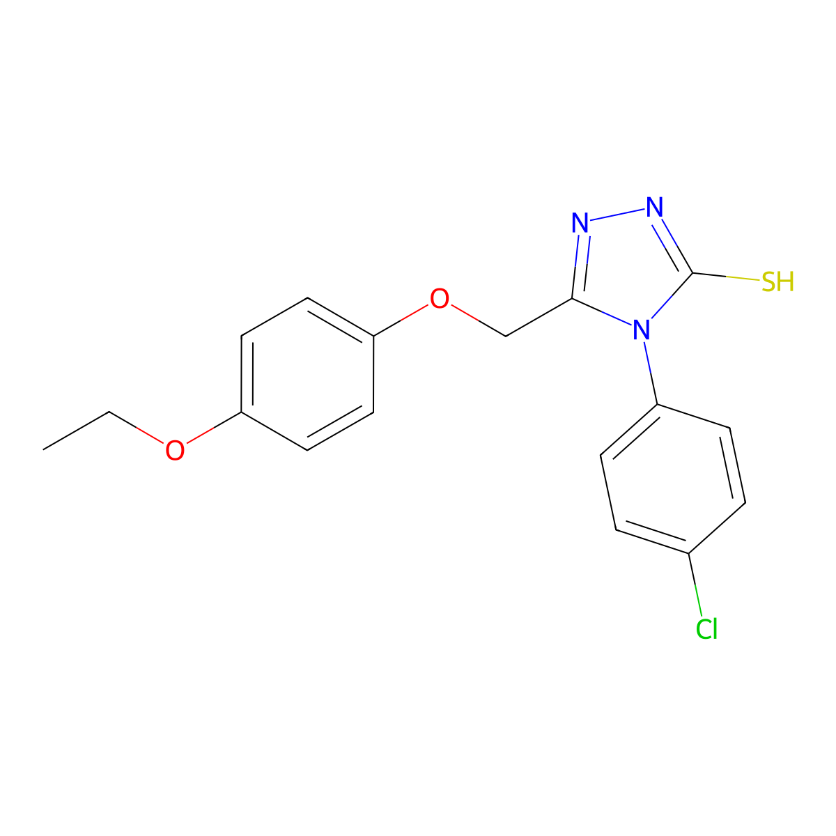 4-(4-chlorophenyl)-5-(4-ethoxyphenoxymethyl)-4H-1,2,4-triazole-3-thiol molecular structure, CAS 721916-32-1