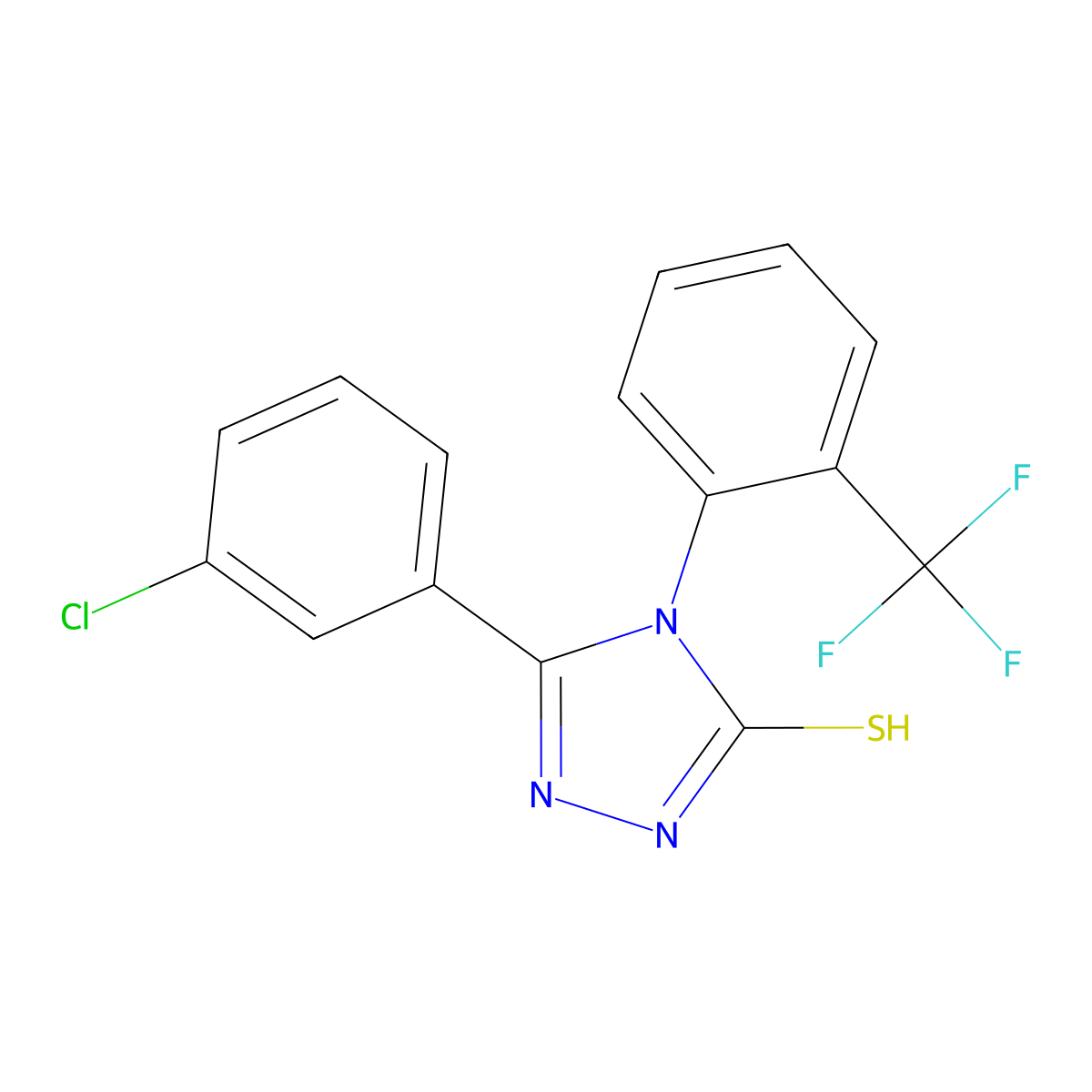 5-(3-chlorophenyl)-4-[2-(trifluoromethyl)phenyl]-4H-1,2,4-triazole-3-thiol molecular structure, CAS 721916-34-3