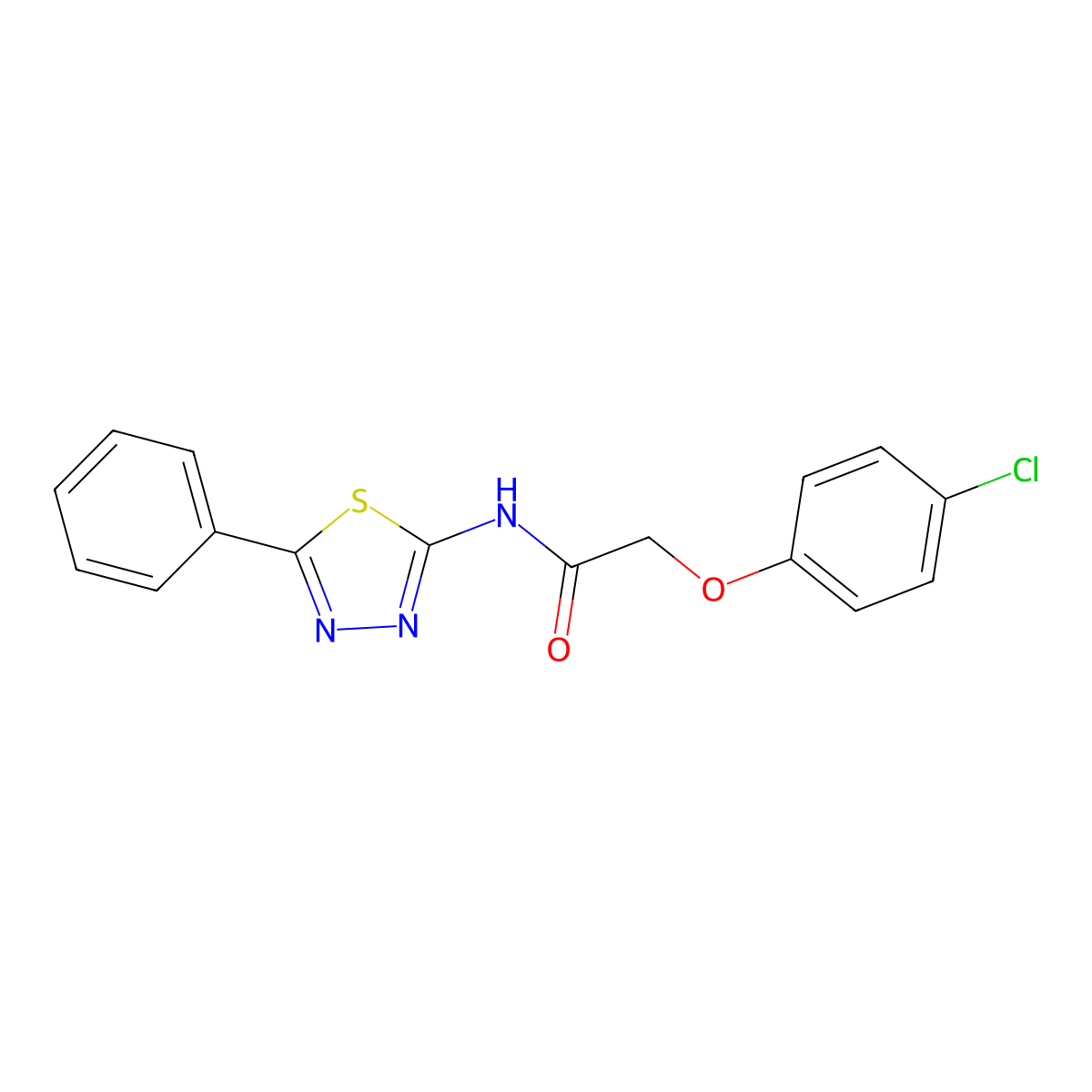 2-(4-chlorophenoxy)-N-(5-phenyl-1,3,4-thiadiazol-2-yl)acetamide molecular structure, CAS 72192-60-0