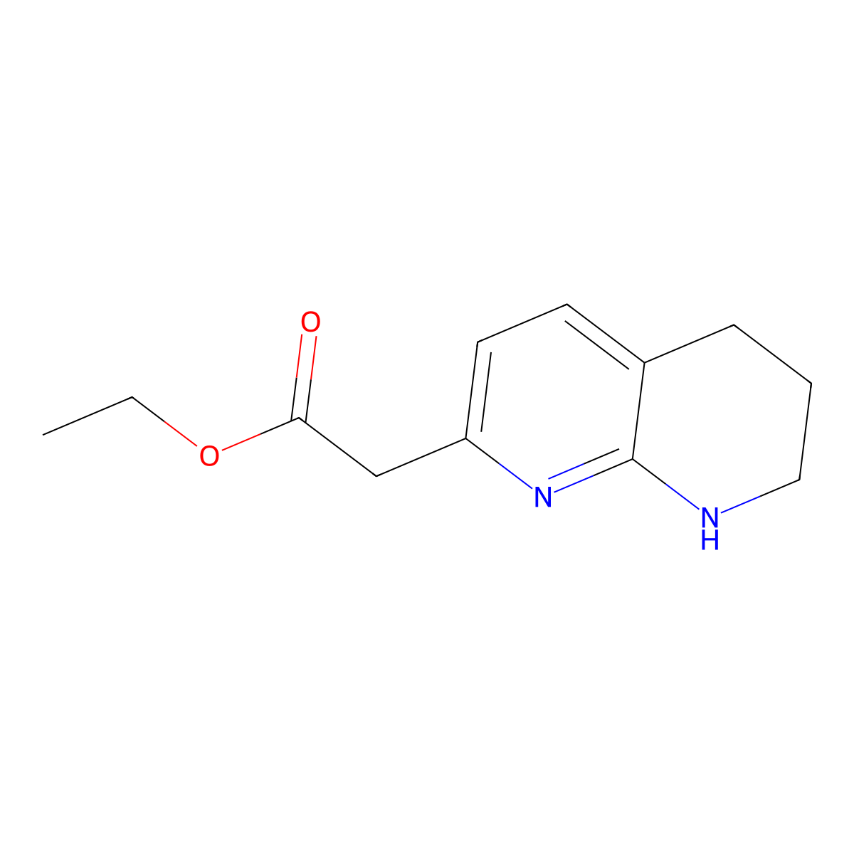 Ethyl 2-(5,6,7,8-tetrahydro-1,8-naphthyridin-2-yl)acetate molecular structure, CAS 721920-80-5