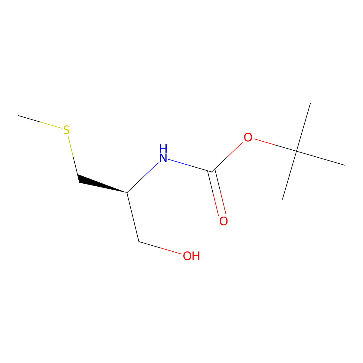 tert-butyl N-[(2S)-1-hydroxy-3-(methylsulfanyl)propan-2-yl]carbamate molecular structure, CAS 721927-70-4