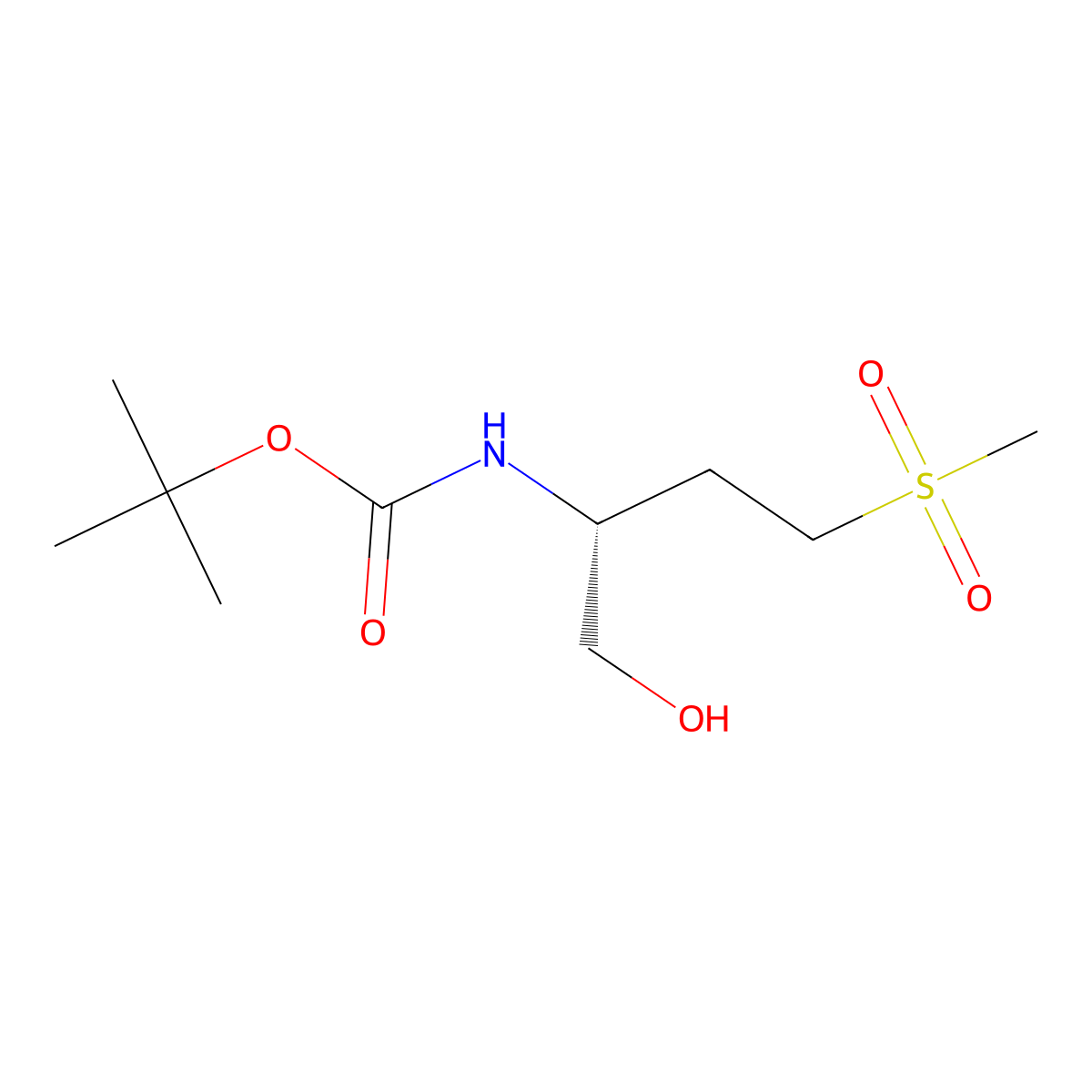 tert-butyl N-[(2R)-1-hydroxy-4-methanesulfonylbutan-2-yl]carbamate molecular structure, CAS 721927-78-2