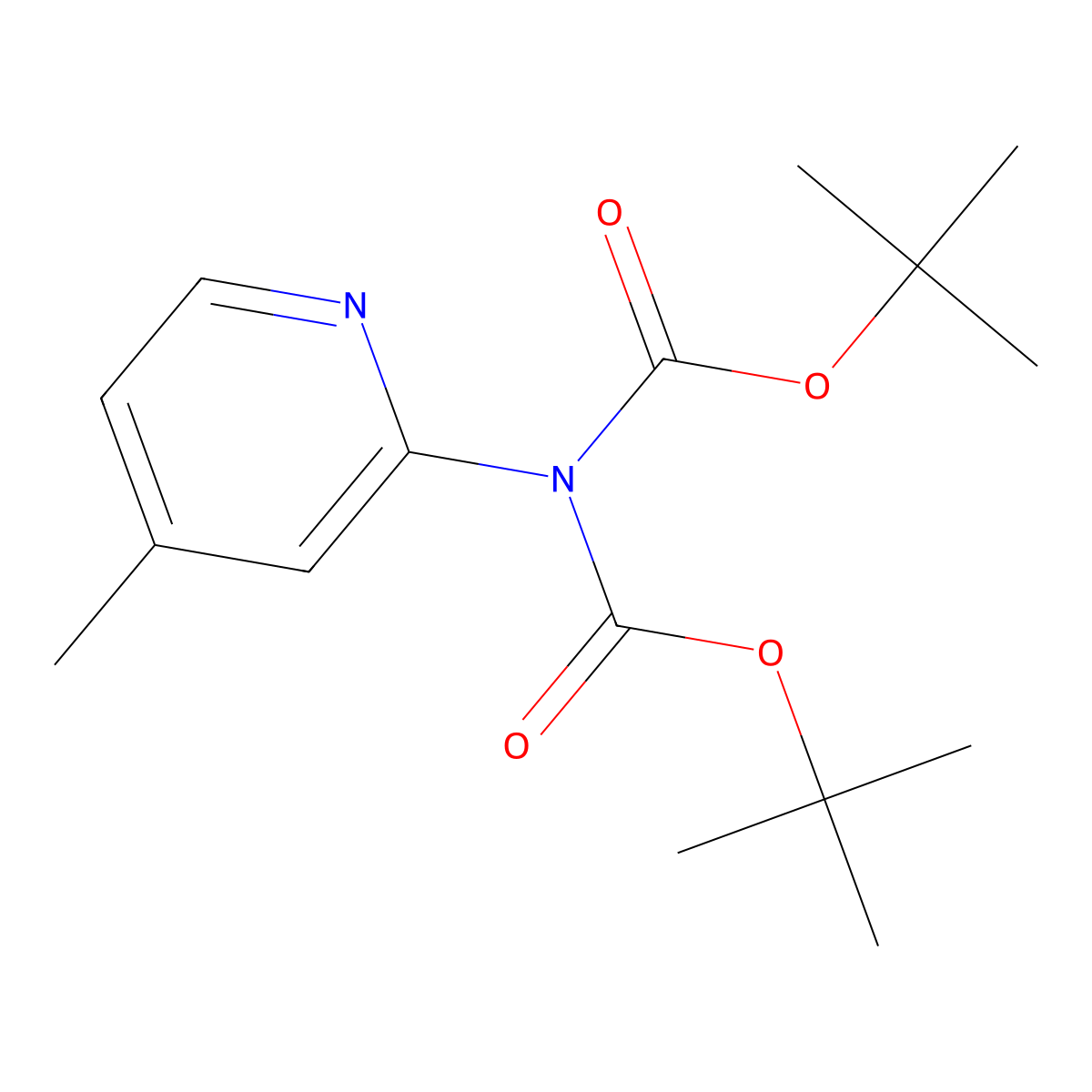 tert-Butyl (tert-butoxycarbonyl)(4-methylpyridin-2-yl)carbamate molecular structure, CAS 721929-81-3