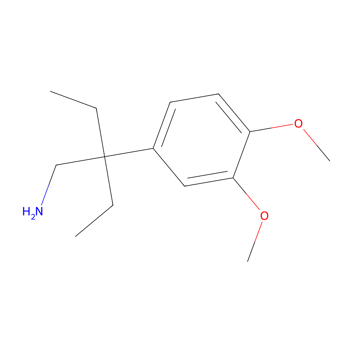 4-[3-(Aminomethyl)pentan-3-yl]-1,2-dimethoxybenzene molecular structure, CAS 72193-98-7