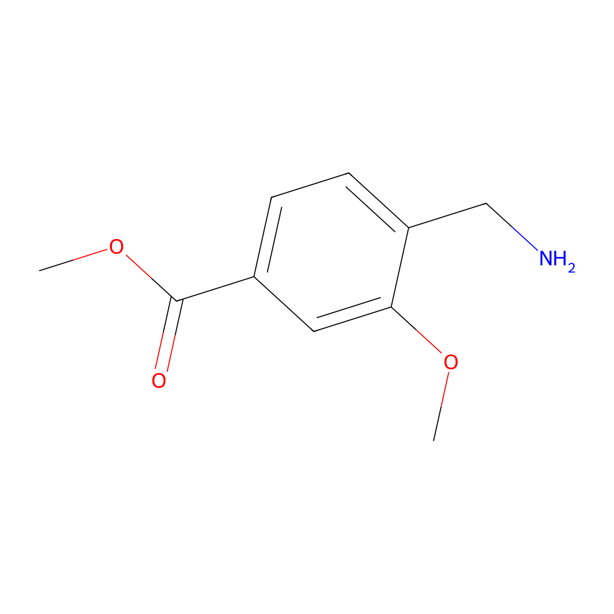 Methyl 4-(aminomethyl)-3-methoxybenzoate molecular structure, CAS 721939-64-6