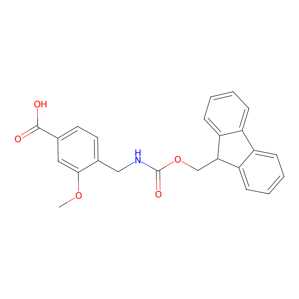 4-[({[(9H-fluoren-9-yl)methoxy]carbonyl}amino)methyl]-3-methoxybenzoicacid molecular structure, CAS 721939-65-7