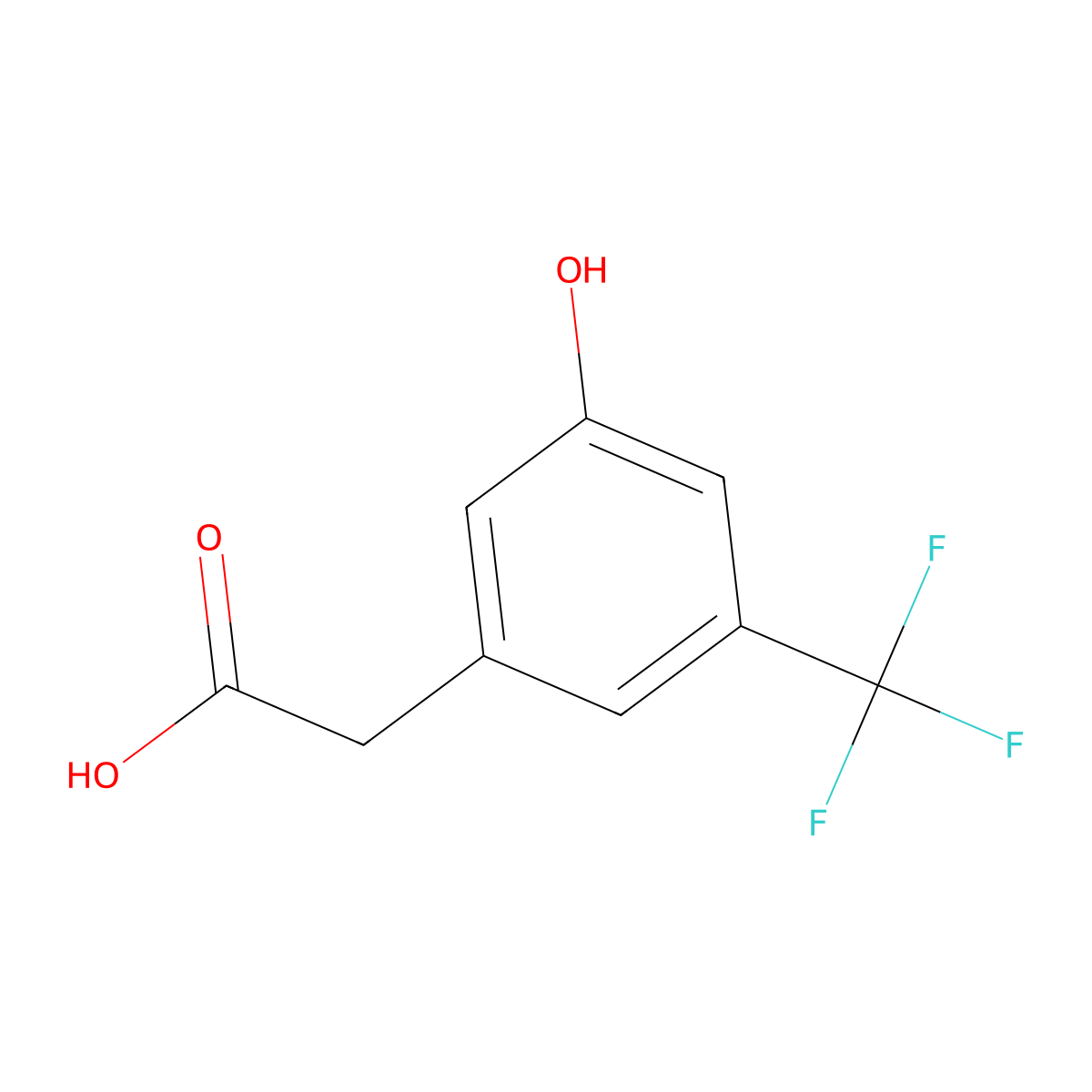 3-Hydroxy-5-(trifluoromethyl)phenylacetic acid molecular structure, CAS 721948-42-1